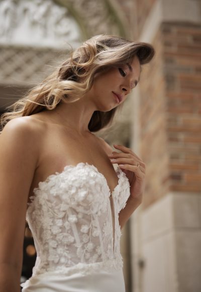 Chic And Romantic 3D Floral Fit-and-Flare Wedding Dress by Verdin Bridal New York - Image 2