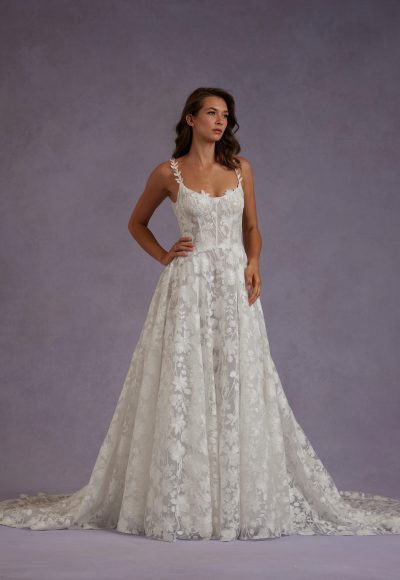 Chic And Romantic Floral A-Line Wedding Dress by Verdin Bridal New York