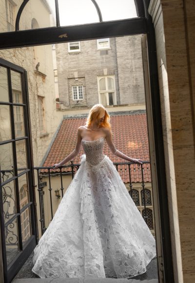 Strapless Floral Organza A-Line Wedding Dress by Pnina Tornai