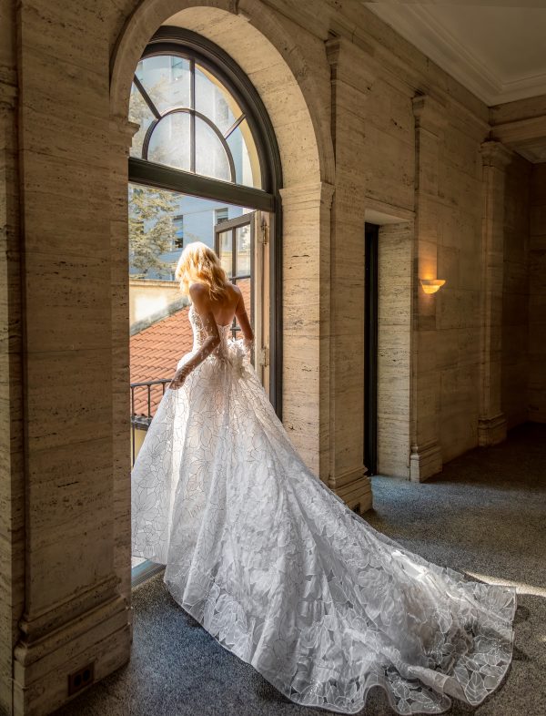 Strapless Floral Organza A-Line Wedding Dress by Pnina Tornai - Image 3