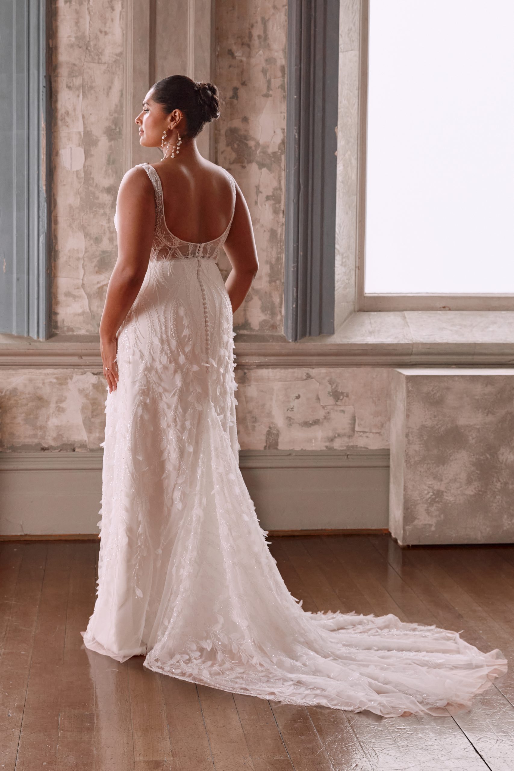 Uniquely-Embellished Sheath Wedding Dress With Open Back by Anna Campbell - Image 2