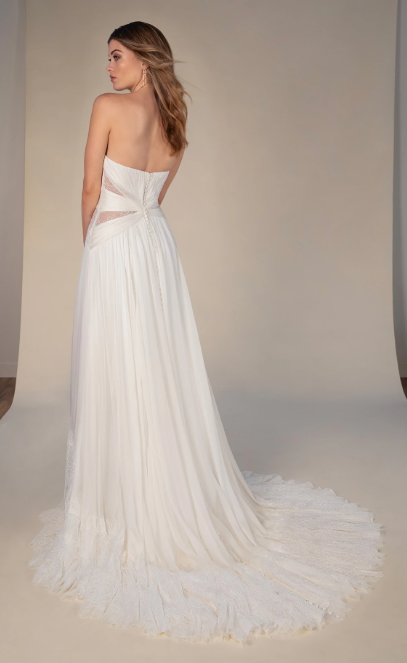 Simple And Ethereal Silk Chiffon Modified A-Line Wedding Dress by All Who Wander - Image 2