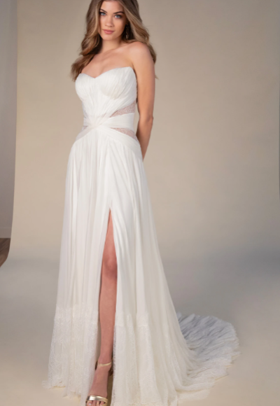 Simple And Ethereal Silk Chiffon Modified A-Line Wedding Dress by All Who Wander