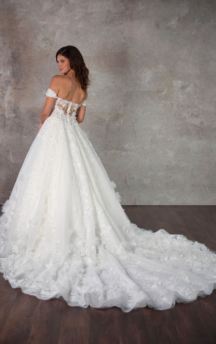 Romantic And Feminine 3D Floral Ball Gown by Essense of Australia - Image 3