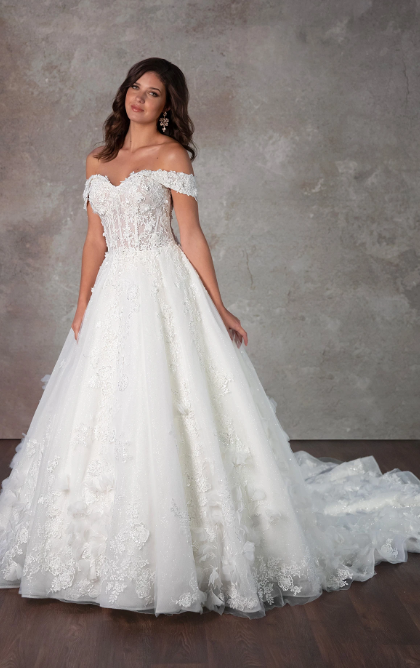 Romantic And Feminine 3D Floral Ball Gown by Essense of Australia - Image 1