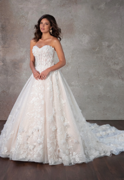 Romantic And Feminine 3D Floral Ball Gown by Essense of Australia - Image 2