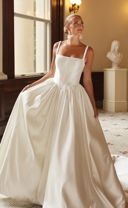 Timeless Basque-Waist Silk Ball Gown With Buttons by Essense of Australia - Image 1