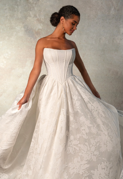 Romantic Floral-Embossed Organza Ball Gown by Essense of Australia