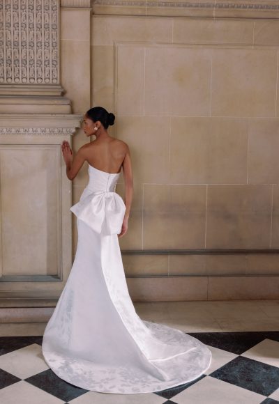 Hand-Draped Jacquard Fit-and-Flare Wedding Dress With Bow by Sareh Nouri - Image 2