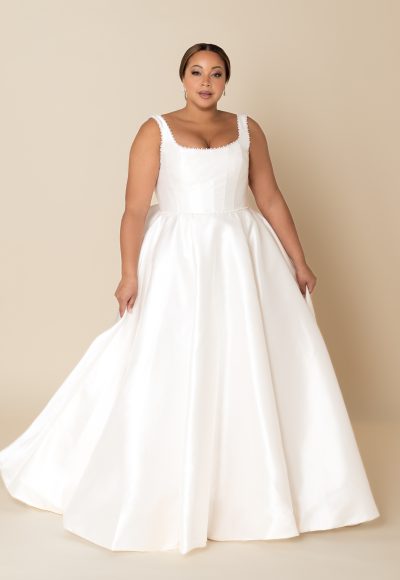 Timeless and Simple Square-Neck Ball Gown With Bow by Kleinfeld Collection - Image 1