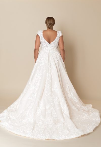 Cap Sleeve Embellished Tulle Ball Gown With Open Back and Buttons by Kleinfeld Collection - Image 2