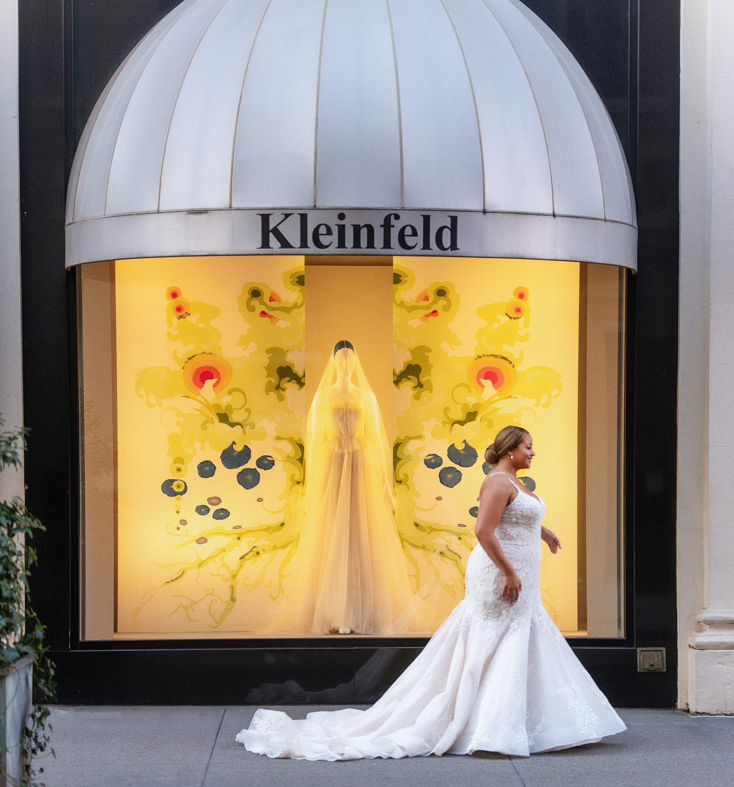 Unique and Sparkly Fit-and-Flare Wedding Dress With Overskirt by Kleinfeld Collection - Image 2