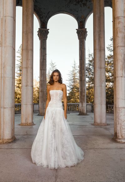 Romantic And Modern Lace Drop-Waist A-Line Wedding Dress by Alon Livné