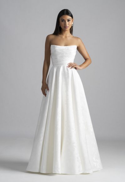 Chic And Romantic Floral Jacquard A-Line Wedding Dress With Detachable Straps by Madison James