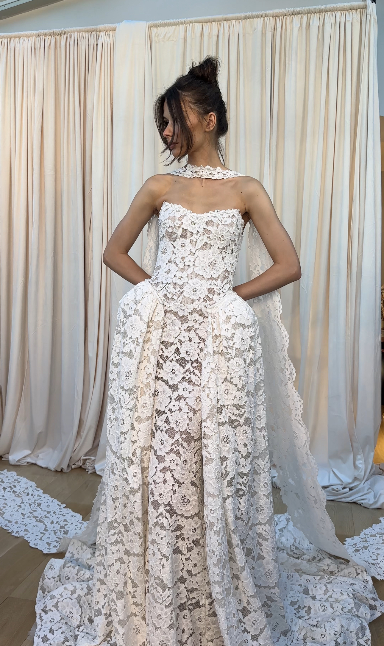 Detachable Lace Overskirt by Netta BenShabu Elite Couture - Image 1