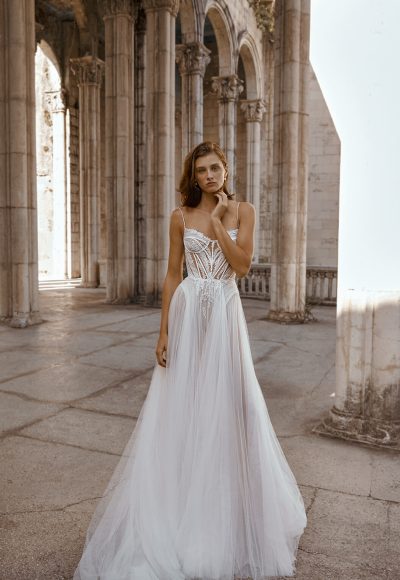 Ethereal And Soft Tulle A-Line Wedding Dress With Corset Bodice by Alon Livné