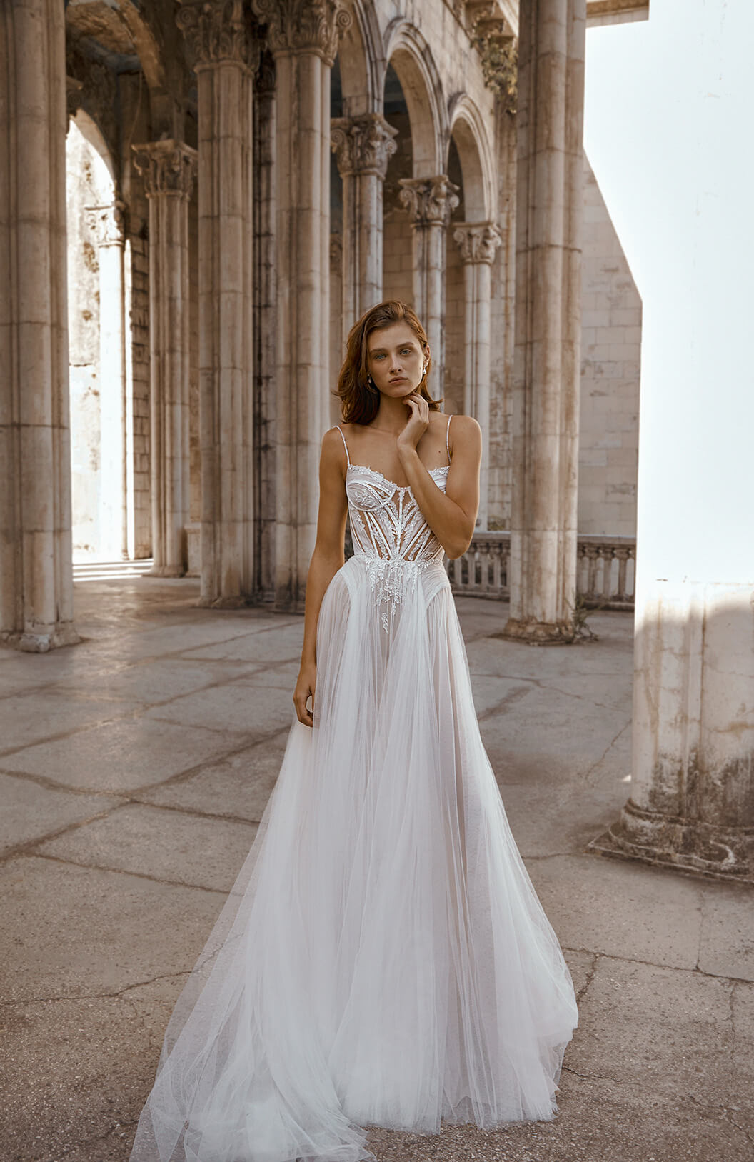 Ethereal And Soft Tulle A-Line Wedding Dress With Corset Bodice by Alon Livné - Image 1