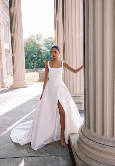 Simple And Timeless Square-Neck A-Line Wedding Dress With Slit by Sareh Nouri