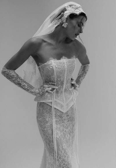 Vintage-Inspired Lace Two-Piece Fit-and-Flare Wedding Dress by Tal Kedem Bridal Couture