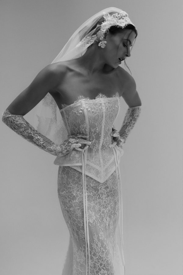 Vintage-Inspired Lace Two-Piece Fit-and-Flare Wedding Dress by Tal Kedem Bridal Couture - Image 1