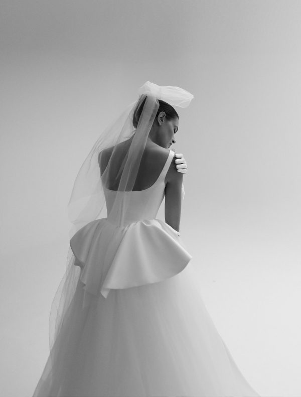 Chic And Architectural Square-Neck Ball Gown With Peplum by Tal Kedem Bridal Couture - Image 2