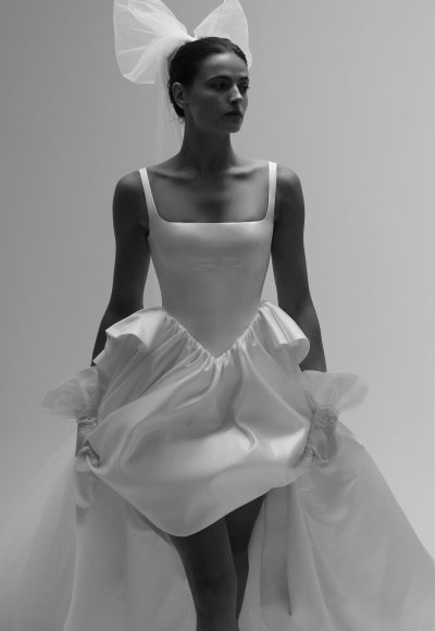 Chic And Architectural Square-Neck Ball Gown With Peplum by Tal Kedem Bridal Couture - Image 3