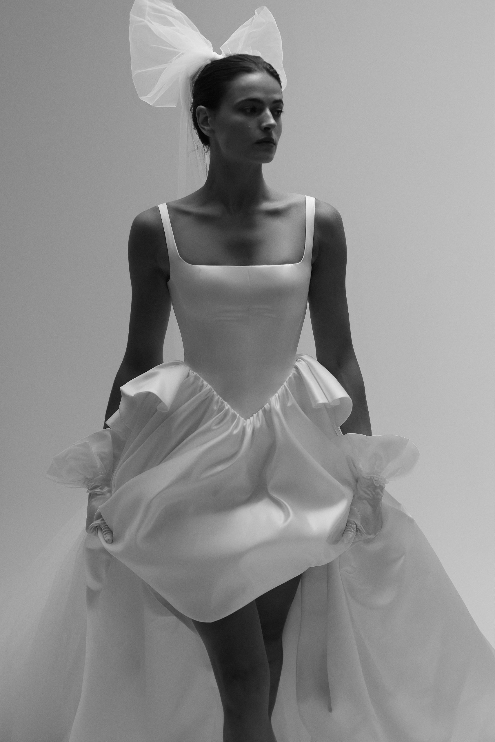 Chic And Architectural Square-Neck Ball Gown With Peplum by Tal Kedem Bridal Couture - Image 3