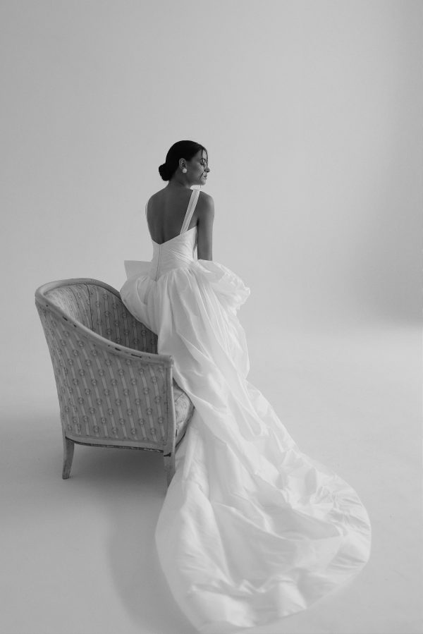 Sophisticated And Dramatic V-Neck A-Line Wedding Dress With Bow by Tal Kedem Bridal Couture - Image 2