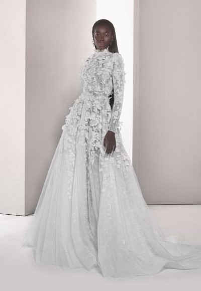 Couture High-Neck Long Sleeve Lace A-Line Wedding Dress by Tony Ward