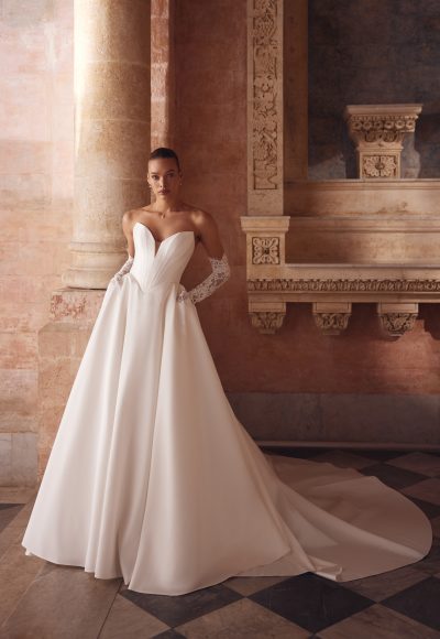 Simple Strapless Basque-Waist Ball Gown by Love by Pnina Tornai