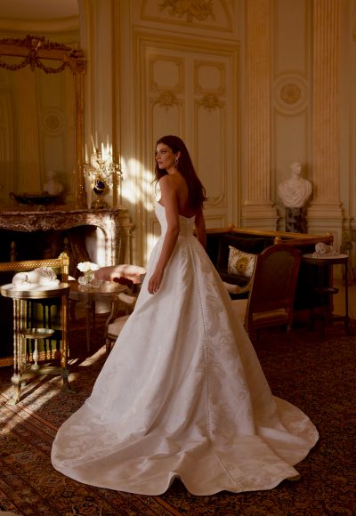 Timeless Floral Jacquard A-Line Wedding Dress With Buttons by Justin Alexander Signature - Image 2