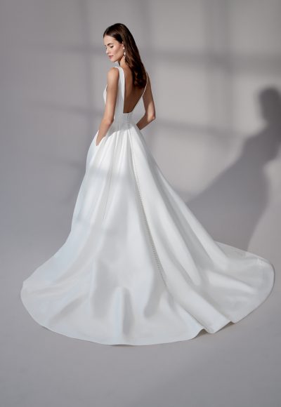 Classic And Simple Square-Neck Ball Gown With Buttons by Justin Alexander Signature - Image 2