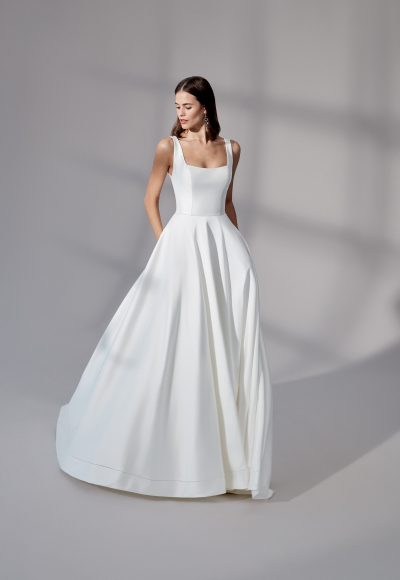 Classic And Simple Square-Neck Ball Gown With Buttons by Justin Alexander Signature