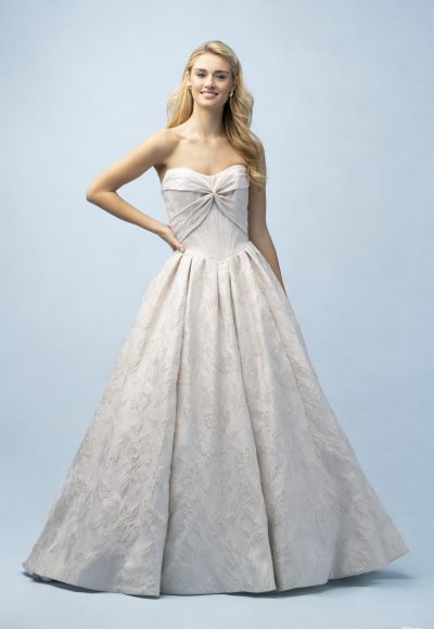 Hand-Draped Jacquard Ball Gown With Buttons by Disney Fairy Tale Weddings Collection