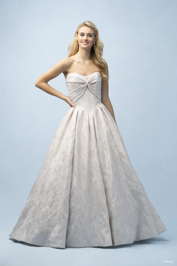 Hand-Draped Jacquard Ball Gown With Buttons by Disney Fairy Tale Weddings Collection - Image 1