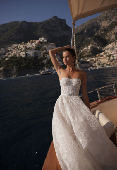 Chic And Romantic Shimmering Lace Ball Gown by Eden Aharon