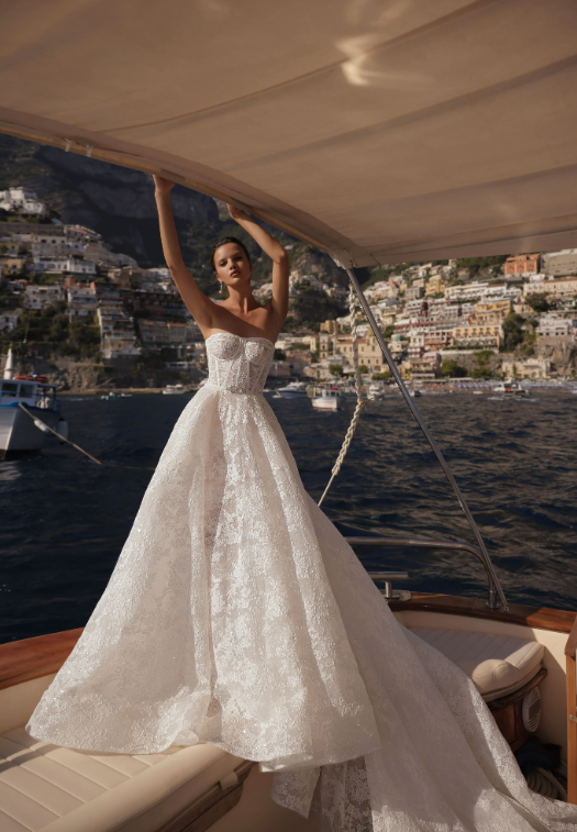 Chic And Romantic Shimmering Lace Ball Gown by Eden Aharon - Image 2