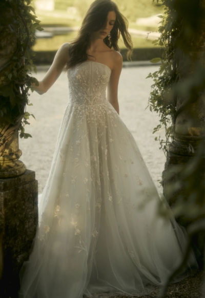 Whimsical And Romantic Botanical-Inspired Tulle A-Line Wedding Dress by Enaura Bridal