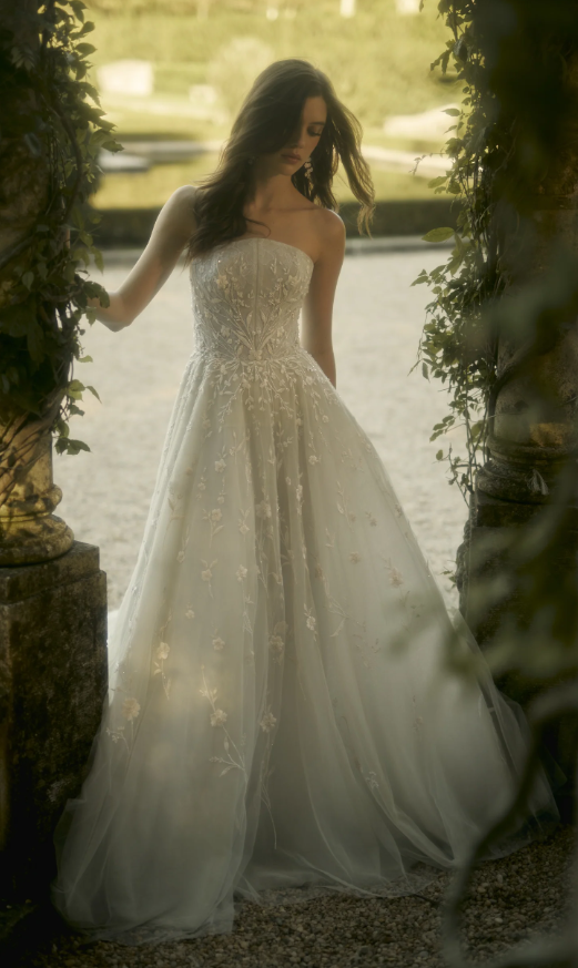 Whimsical And Romantic Botanical-Inspired Tulle A-Line Wedding Dress by Enaura Bridal - Image 1