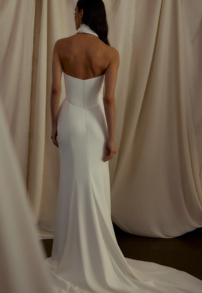 Chic And Simple Architectural-Inspired Sheath Wedding Dress by Enaura Bridal - Image 2