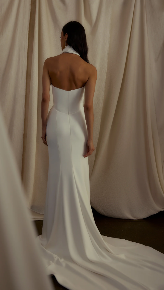 Chic And Simple Architectural-Inspired Sheath Wedding Dress by Enaura Bridal - Image 2