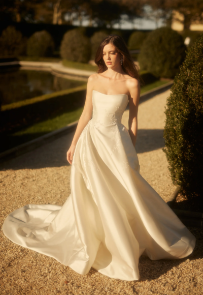 Chic And Regal Hand-Embroidered Silk Ball Gown by Enaura Bridal