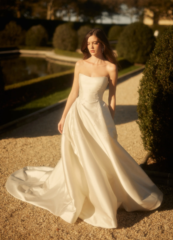 Chic And Regal Hand-Embroidered Silk Ball Gown by Enaura Bridal - Image 1