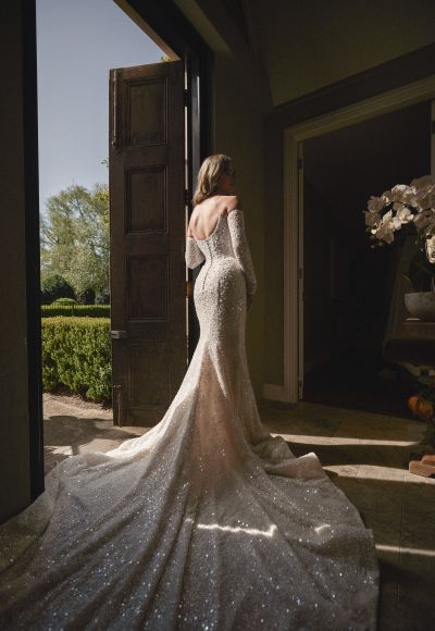 Glamorous Fit-and-Flare Wedding Dress With Detachable Sleeves by Blanche Bridal - Image 2