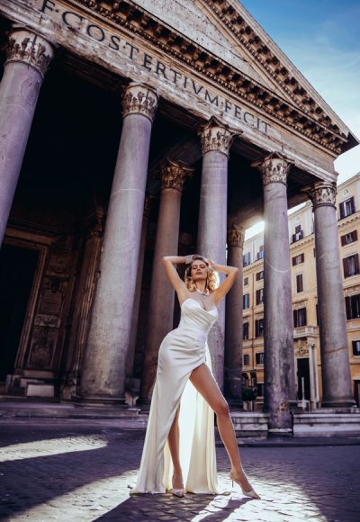 Chic and Sexy Sheath Wedding Dress With Slit by Maison Signore