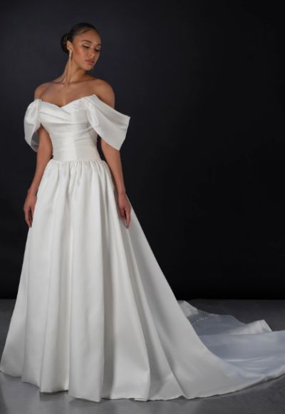 Timeless Silk Ball Gown With Detachable Sleeves And Buttons by Martina Liana