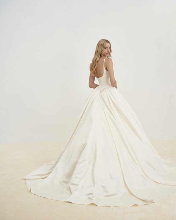 Simple And Timeless Basque-Waist Satin Ball Gown by Senstudio - Image 2