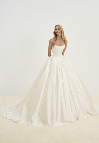 Simple And Timeless Basque-Waist Satin Ball Gown by Senstudio