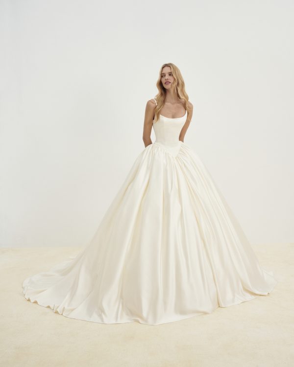 Simple And Timeless Basque-Waist Satin Ball Gown by Senstudio - Image 1