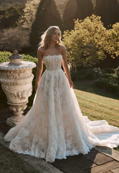 Chic And Romantic Embellished Lace Ball Gown by Blanche Bridal